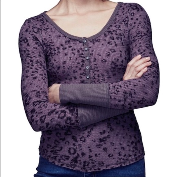 Free People Tops - Free People Scoop Neck Purple Thermal Henley Free People Tops - Free People Scoop Neck Purple Thermal Henley